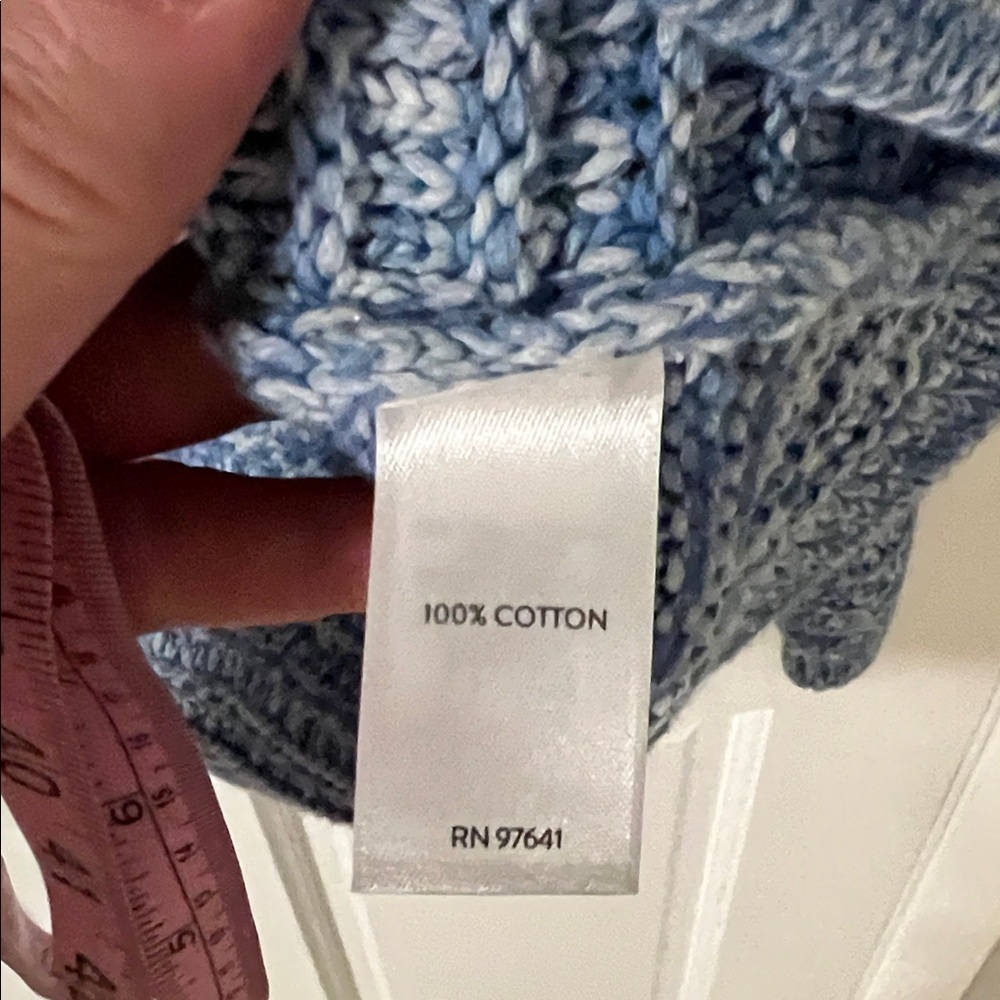 J. Jill Wearever Spray-Dyed Cardigan Sweater Large Blue Cotton Ribbed Knit NWT - Picture 6 of 7
